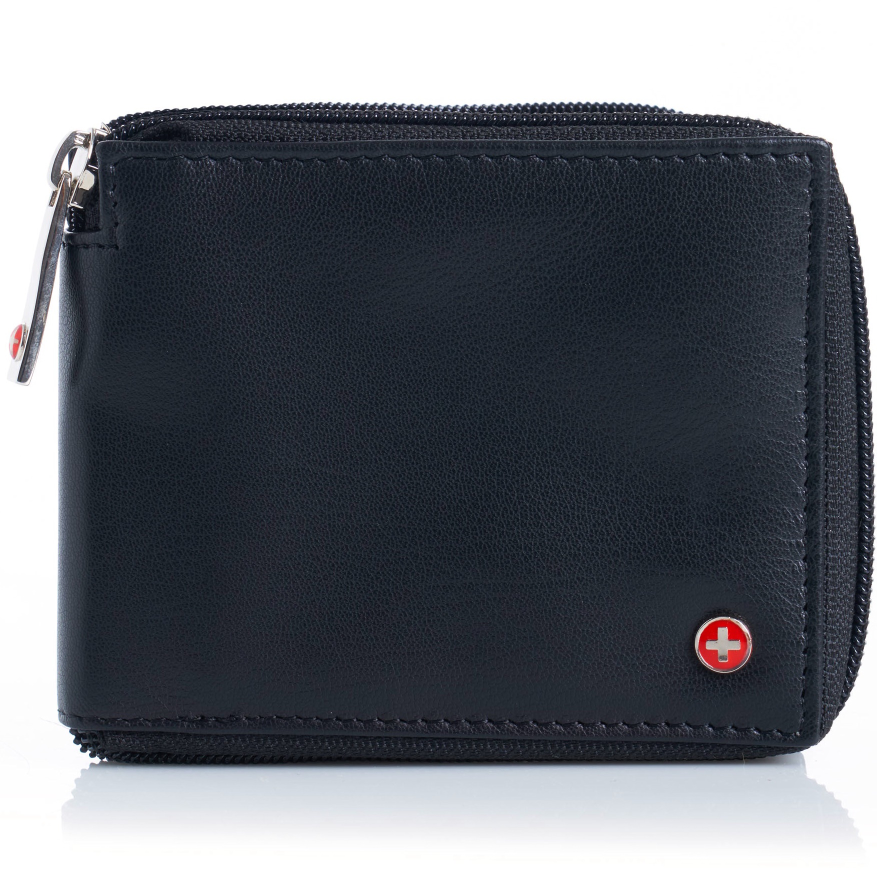 Alpine Swiss Mens Leather Zip Around Wallet ID Card Window Secure